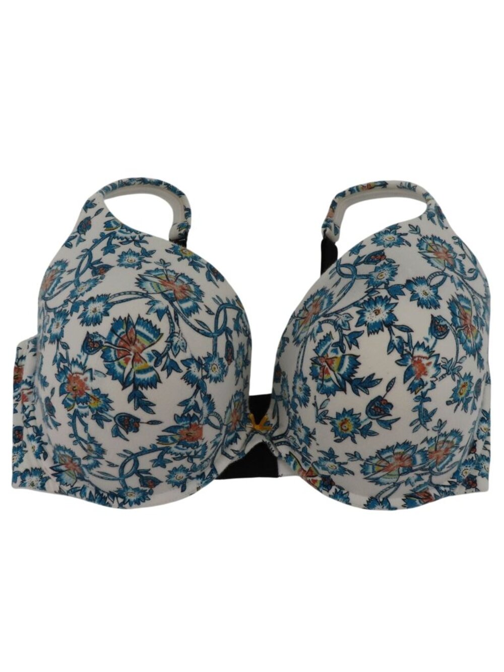 Cacique 40G Women Plus Size Bra Plunge Underwire Padded White Blue Floral Flower